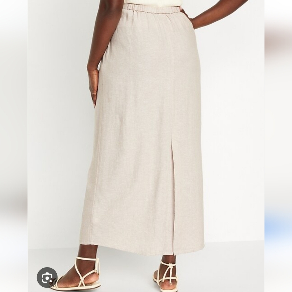 Old Navy Beige Maxi Skirt Size Small Linen Blend - Picture 2 of 3
